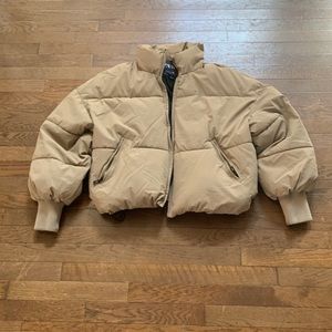 ZARA Cropped Puffer Jacket - New Women  Color: Tan  Size XS